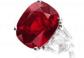 The Sunrise Ruby - 25ct Unheated  Natural Burma Ruby with Pigeon Blood Color Mounted in a Cartier Ring